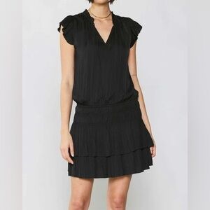 Current Air Drop Waist Black Tiered Ruffle Zoey Mini Dress size medium